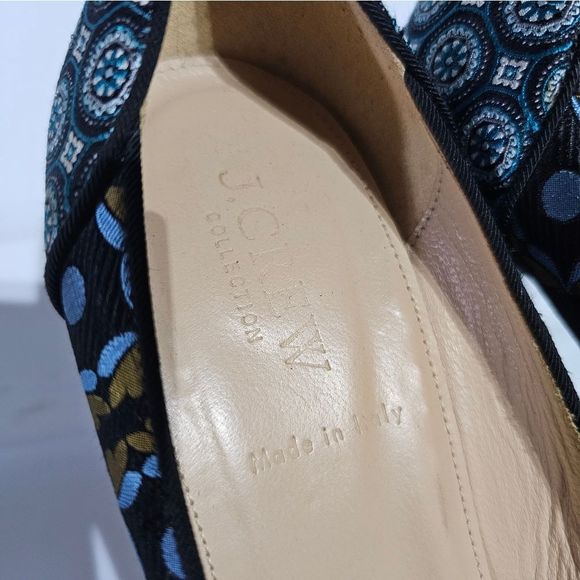 SOLD!!! CREW COLLECTION "Etta" Silk & Leather Block Heel Pumps - Size 8 - Picture 7 of 8